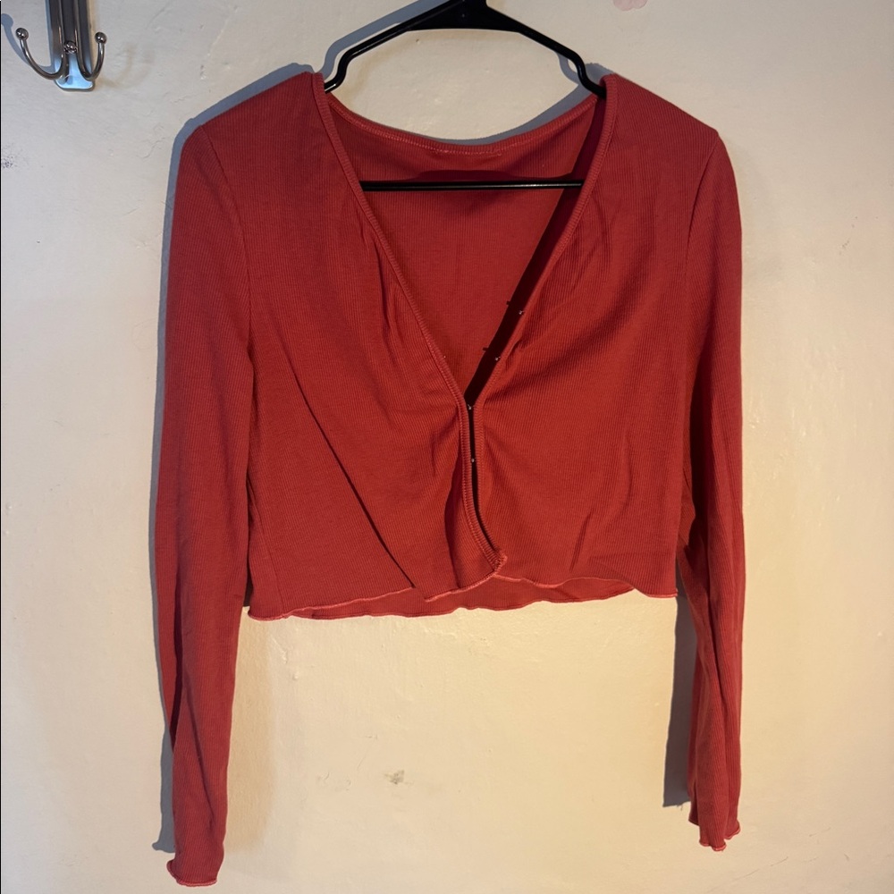Y2K bright red long sleeve going out top